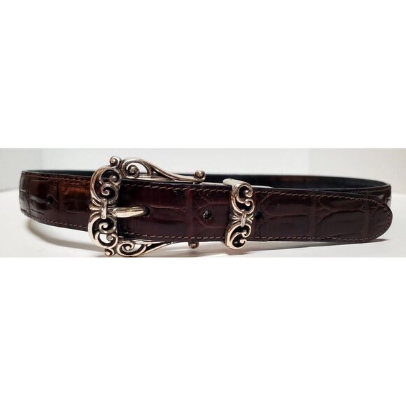 Brighton Belt 34 Concho Crocodile Embossed Reversible Black/Brown Western B40099 - Picture 2 of 9